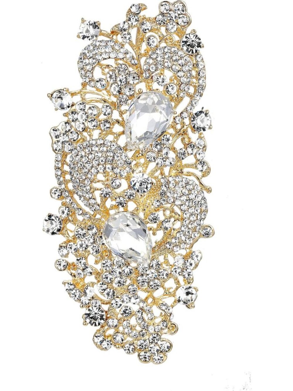 EVER FAITH Austrian Crystal 4.1 Inch Royal Flower Pattern Wedding Brooch Clear